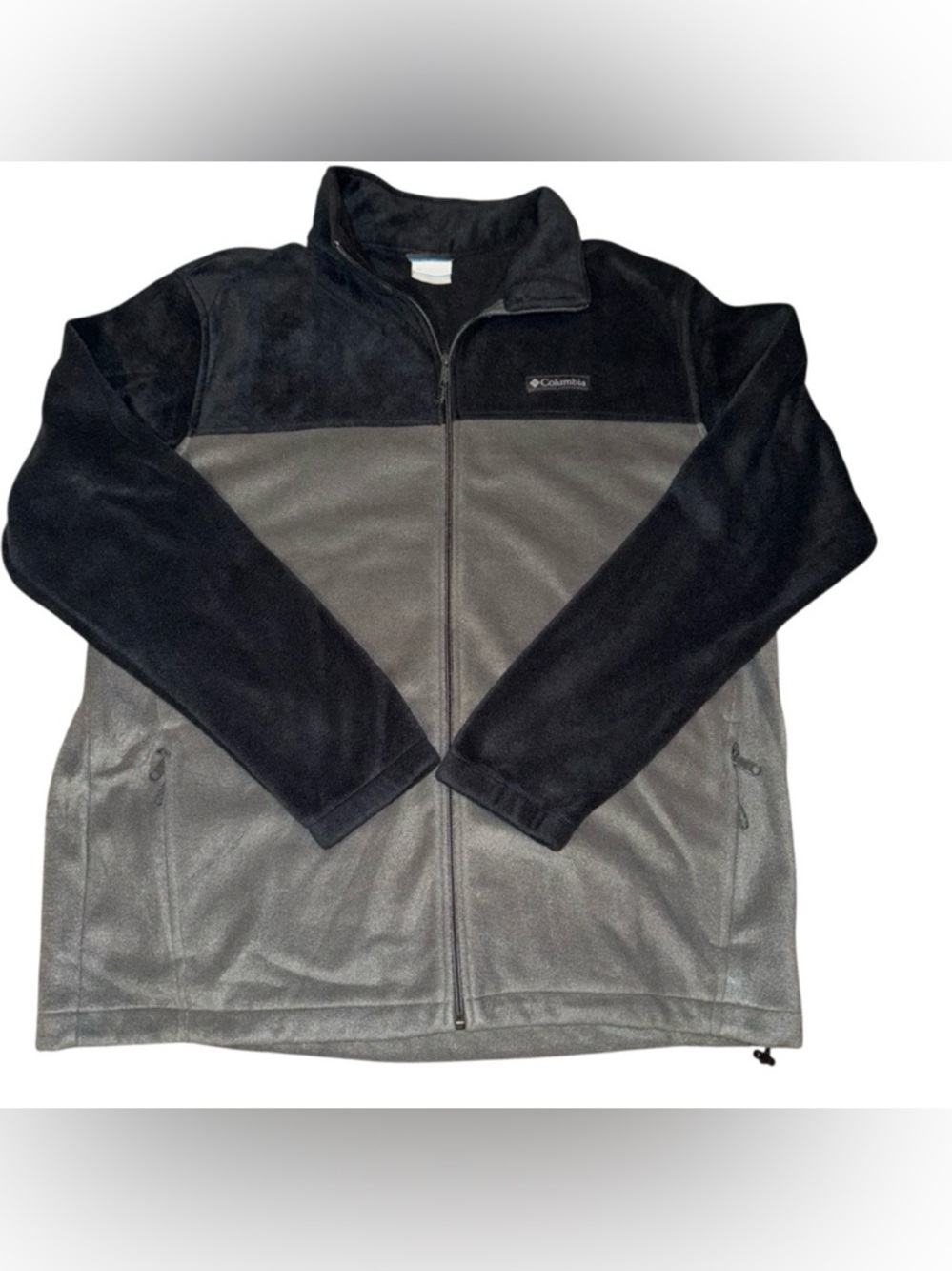 Columbia Men’s Fleece Jacket XLT Tall Black Gray Full Zip Outdoor